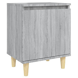 vidaXL Table de chevet avec pieds en bois Sonoma gris 40x30x50 cm