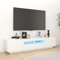 vidaXL Meuble TV avec lumières LED Blanc 180x35x40 cm