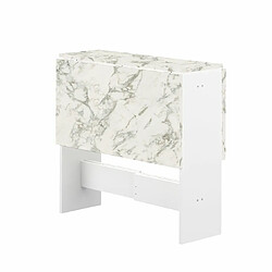 Acheter Mes Table pliante deux abattants blanc et plateau effet marbre - OPTIMUM