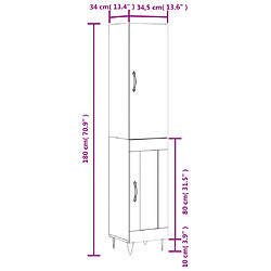 vidaXL Buffet haut Chêne marron 34,5x34x180 cm Bois d'ingénierie pas cher