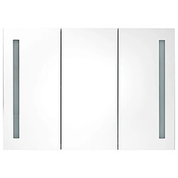 Maison Chic Armoire de salle de bain,Meuble de rangement,Meuble haut à miroir LED 89x14x62 cm Gris -GKD531774 pas cher