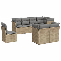 vidaXL Salon de jardin avec coussins 8 pcs beige résine tressée