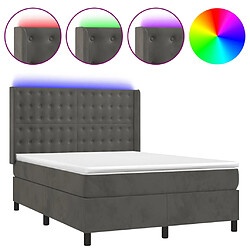 vidaXL Sommier à lattes de lit matelas et LED Gris foncé 140x190 cm