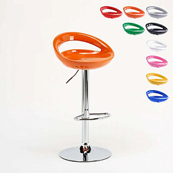 Superstool Tabouret haut pour bar et Cuisine réglable en hauteur pivotant avec repose-pieds Hollywood, Couleur: Orange