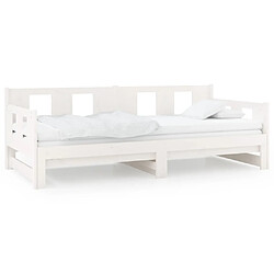 Maison Chic Lit d'appoint Blanc Bois de pin solide 2x(90x200)cm,Lit coulissant Lit de repos -GKD32557