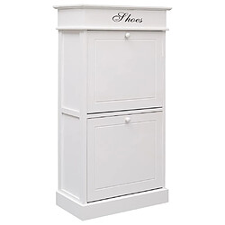 vidaXL Armoire à chaussures Blanc 50 x 28 x 98 cm Bois de Paulownia 