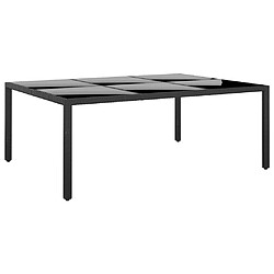 vidaXL Table de jardin 200x150x75 cm Verre trempé/résine tressée Noir