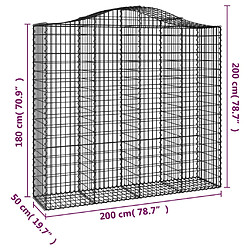 vidaXL Paniers à gabions arqués 8 pcs 200x50x180/200 cm Fer galvanisé pas cher