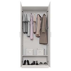 Pegane Armoire, meuble de rangement avec 2 portes coloris blanc - longueur 82 x profondeur 51 x hauteur 185 cm