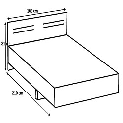 Avis Pegane Lit adulte double 160 x 200 + 2 chevets coloris effet bois - Longueur 169 x Profondeur 210 x Hauteur 81 cm