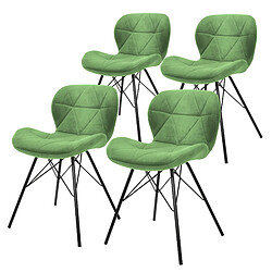 ML-Design Set 4x chaises de salle à manger/salon rembourrée velours vert fauteuils moderne