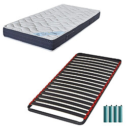 Ebac Matelas mousse + Sommier métal C39 90x200 Melior - Hauteur 20 cm - Soutien ferme