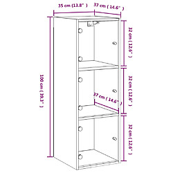 vidaXL Armoire murale avec portes en verre sonoma gris 35x37x100 cm pas cher