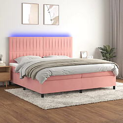 vidaXL Sommier à lattes de lit matelas et LED Rose 200x200 cm Velours 