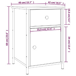 vidaXL Tables de chevet 2 pcs chêne fumé 40x42x60 cm bois d'ingénierie pas cher