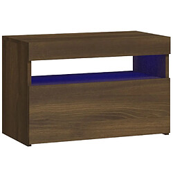 vidaXL Table de chevet avec lumières LED Chêne marron 60x35x40 cm