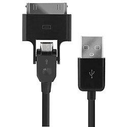 Blueway Câble USB/micro USB avec adaptateur iPhone/iPad 30 broches Noir