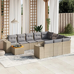 vidaXL Salon de jardin 11 pcs avec coussins beige résine tressée 