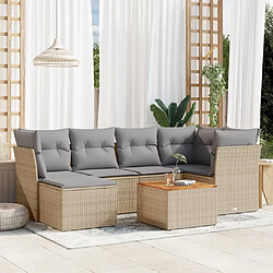 Maison Chic Salon de jardin avec coussins 7 pcs | Ensemble de Table et chaises | Mobilier d'Extérieur beige résine tressée -GKD25815