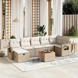 vidaXL Salon de jardin avec coussins 8 pcs beige résine tressée 