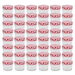 vidaXL 48 pcs Pots à confiture Couvercles blanc et rouge Verre 110 ml