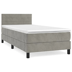 vidaXL Sommier à lattes de lit et matelas Gris clair 100x200cm Velours