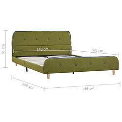 vidaXL Cadre de lit sans matelas vert tissu 140x200 cm pas cher