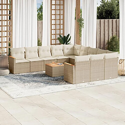 Maison Chic Salon de jardin avec coussins 12 pcs, Ensemble Tables et chaises de jardin, beige résine tressée -GKD346702