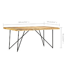 vidaXL Table à manger 180x90x76 cm Bois de manguier massif pas cher