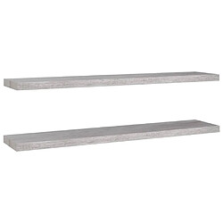 vidaXL Étagères murales flottantes 2 pcs gris béton 120x23,5x3,8cm MDF