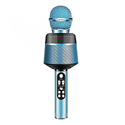 Universal 2021 Nouveau Q008 Karaoké Microphone Bluetooth sans fil Karaoké Portable Microphone Haut-parleur Lecteur KTV Anniversary Party (Bleu) 