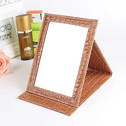 Wewoo 2 PCS Carré Stand Cuir Maquillage Miroir Alligator Motif Portable Cosmetic MirrorMarronTaille M15x20.5x1.6CM