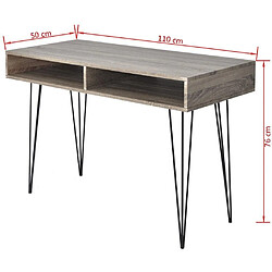 Acheter Helloshop26 Bureau table meuble travail informatique avec 2 compartiments gris 0502061/2