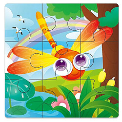 Universal (12 - Libellule (9pcs)) Puzzle en bois 3D Jigsaw Jouet en bois 3D Cartoon Animal Puzzle Intelligence Enfance Petite Enfance Éducation Jouets Enfants 