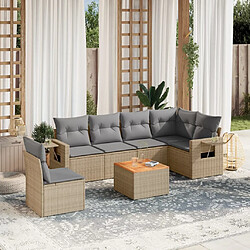 vidaXL Salon de jardin avec coussins 7pcs mélange beige résine tressée 