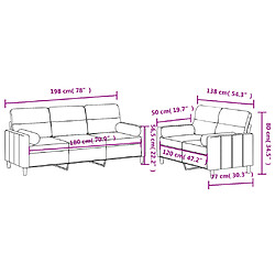 vidaXL Ensemble de canapés 2 pcs coussins gris clair tissu pas cher