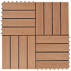 vidaXL Carreaux de terrasse 22 pcs 30 x 30 cm 2 m² WPC Teck 