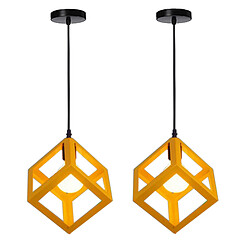 Stoex 2PCS Suspension Lustre en Forme de Cube Suspension Luminaire Moderne Plafonnier Rétro Vintage Jaune