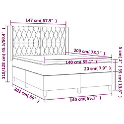 vidaXL Sommier à lattes de lit et matelas Gris clair 140x200cm Velours pas cher