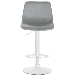 Avis Decoshop26 Set de 2 tabourets de bar repose-pieds en métal blanc confortable en forme d'arc assise en velours gris 10_0004135