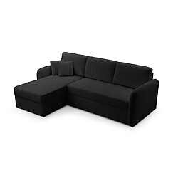 Bestmobilier Pocatello - canapé d'angle réversible 4 places - convertible avec coffre - en tissu bouclette Pocatello - canapé d'angle réversible 4 places - convertible avec coffre - en tissu bouclette - Noir