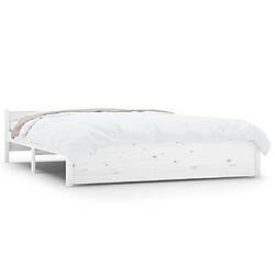 Maison Chic Lit adulte 150x200cm - Cadre de lit,Structure du lit Contemporain pour chambre Blanc Bois massif Très grand -MN16018