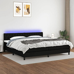 vidaXL Sommier à lattes de lit et matelas et LED Noir 200x200 cm Tissu