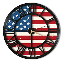 Homemania Horloge murale en métal Wall USA - Diam. 50 cm - Noir