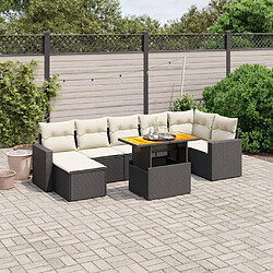 Maison Chic Ensemble Tables et chaises d'extérieur 8 pcs avec coussins,Salon de jardin noir résine tressée -GKD516273