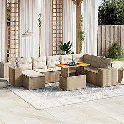 vidaXL Salon de jardin avec coussins 9 pcs beige résine tressée 