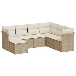 vidaXL Salon de jardin avec coussins 7 pcs beige résine tressée