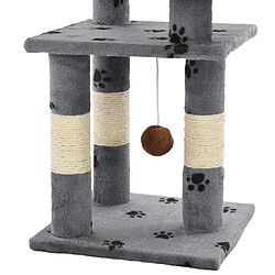 Arbre à chat,niche pour chat et griffoir Sisal 65 cm Empreintes de pattes Gris -MN44394 pas cher