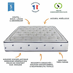 Ebac Matelas 160x200 Gallus - Ressorts ensachés - Hauteur 27 cm - Très ferme