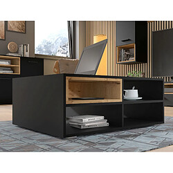 BIM FURNITURE Table basse anette M 94x70 cm noir mat / chêne artisan